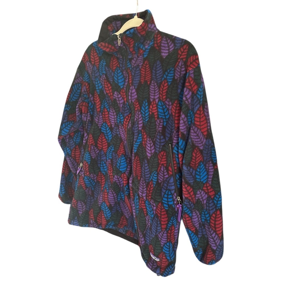 VINTAGE PATAGONIA Synchilla Half Zip Purple Leaf Print Spears Anorak Fleece 10 - Picture 16 of 16